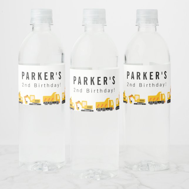 Bygg-Lastbilar-tema-födelsedag Vattenflaskor Etikett (Flaskor)