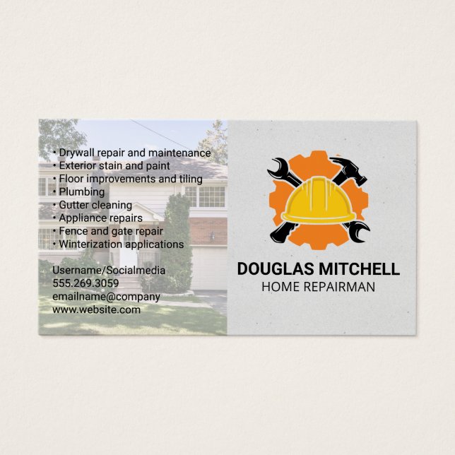 Bygg | Logotyp för hemreparatör Visitkort (Framsidan)