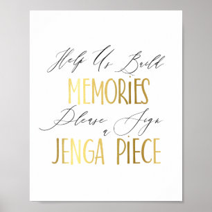 bygg minnen, underteckna ett Jenga biet bröllop-te Poster