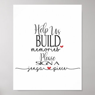 bygg minnen, underteckna ett Jenga biet bröllop-te Poster