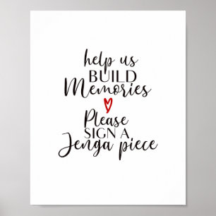 bygg minnestecken ett Jenga biet-tecken Poster