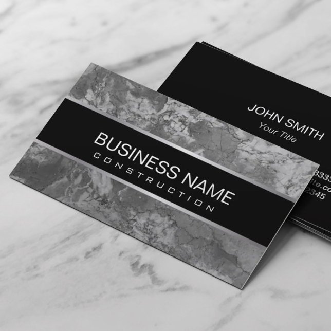 Bygg Modern Black & White Marble Struktur Visitkort (Skapare uppladdad)