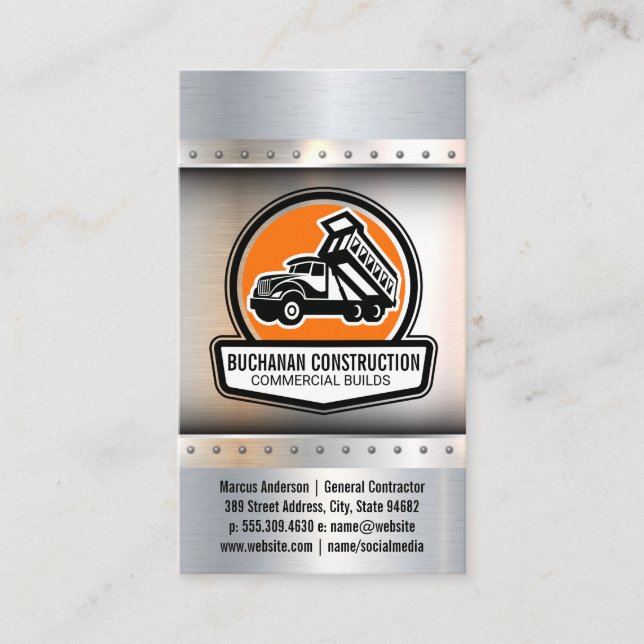 Bygg- och anläggningsarbeten Lastbil av inläsnings Visitkort (Framsida)