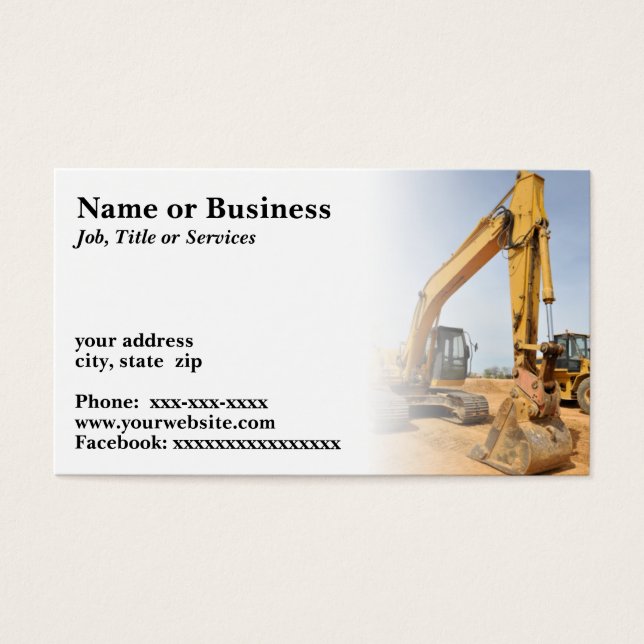 bygg- och anläggningsutrustning för bakhushåll visitkort (Framsidan)