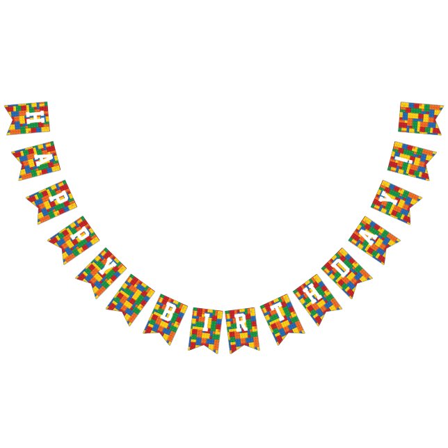 Bygg- och Byggnad-block födelsedag Vimplar (Alla)