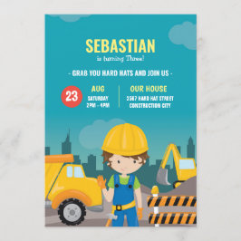 Bygg- och födelsedagsinbjudan - grävare inbjudningar