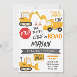 Bygg- och födelsedagsinbjudan Lastbil Inbjudningar