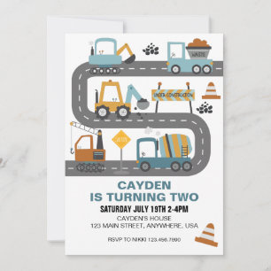 Bygg- och födelsedagsinbjudan till Lastbil Inbjudningar