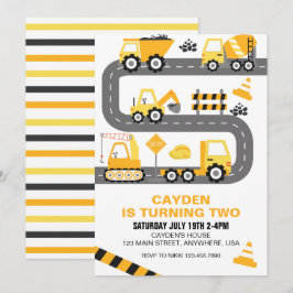 Bygg- och födelsedagsinbjudan till Lastbil Inbjudningar