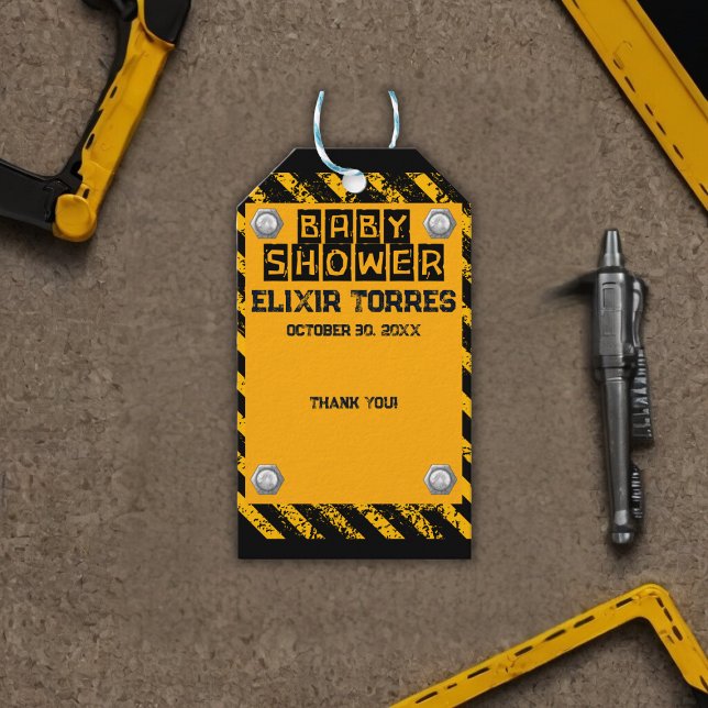 Bygg- och Gult för svart babykläder Presentetikett (Skapare uppladdad)