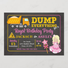 Bygg- och prinsessans gemensamma födelsedagsinbjud inbjudningar