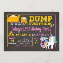 Bygg- och Unicorn Joint Birthday-inbjudan Inbjudningar