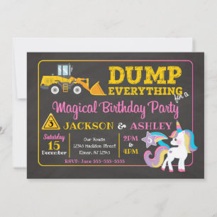 Bygg- och Unicorn Joint Birthday-inbjudan Inbjudningar