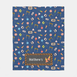 Bygg- och vägskyltar blå. Fleece Blanket