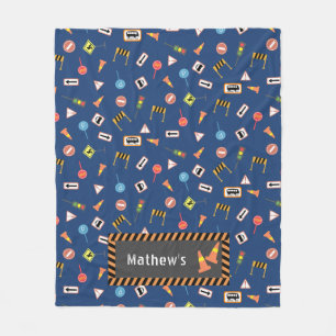 Bygg- och vägskyltar blå. Fleece Blanket