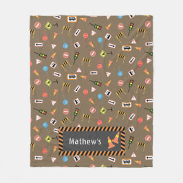 Bygg- och vägskyltar Brown. Fleece Blanket