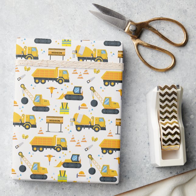 Bygg-Papper-Gult-fördämning Presentpapper (Happy Birthday Personalized Wrapping Paper)