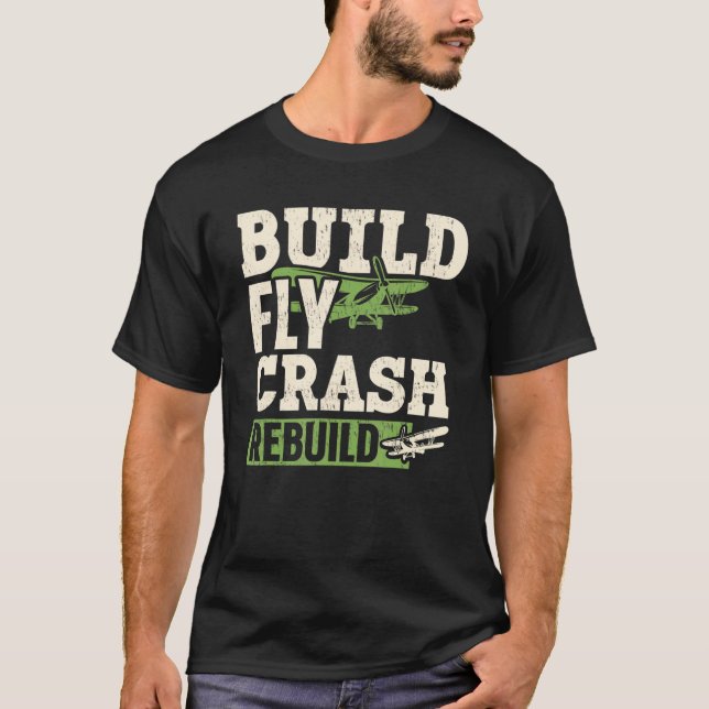 Bygg RC-flygplan för flygkraschrepetering RC-Flygp T Shirt (Framsida)