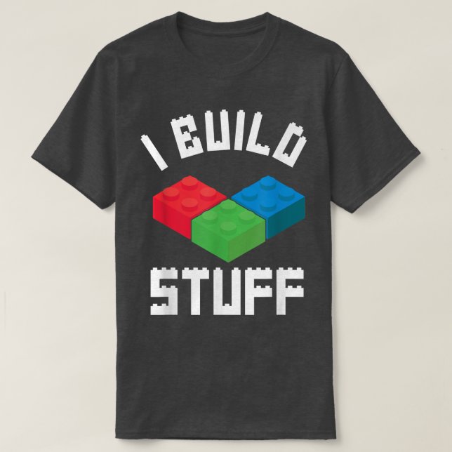 Bygg Saker Master Builder Byggande block Brickla T Shirt (Design framsida)