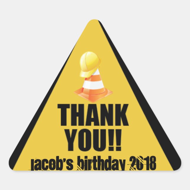 Bygg-Tack Triangelformat Klistermärke (Framsida)