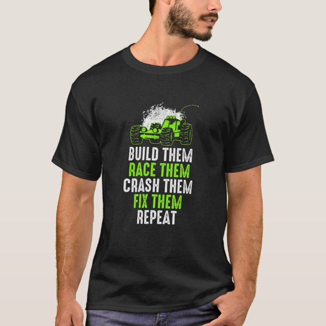 Bygg, Tävling, Crash, Korrigera, upprepa RC Cars R T Shirt (Framsida)