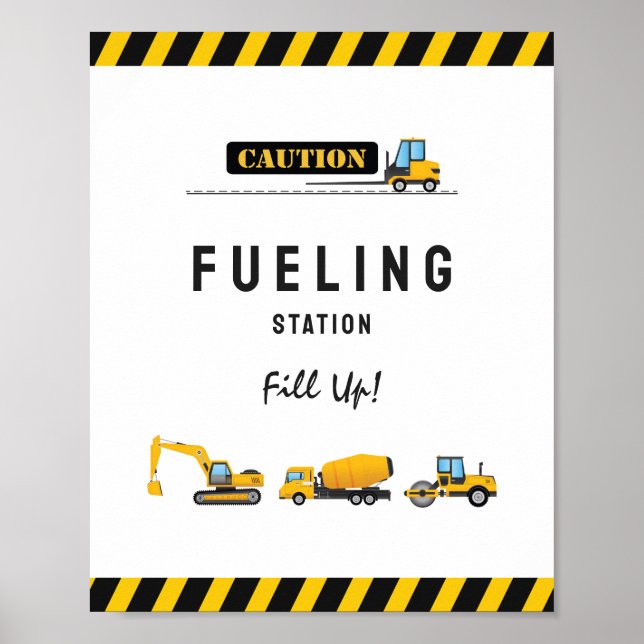 Bygg-tecken för Lastbil födelsedag Poster (Framsidan)