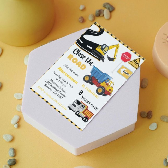 Bygg tempojken Födelsedagsfest Lastbil Inbjudningar (Skapare uppladdad)