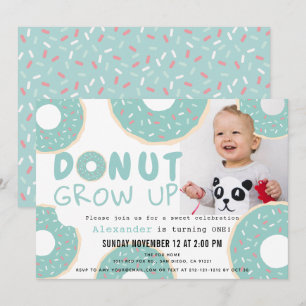 Bygg upp Blue Boy Photo 1st Birthday Inbjudningar