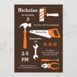 Bygg-Verktyg-inbjudan på födelsedagen Inbjudningar