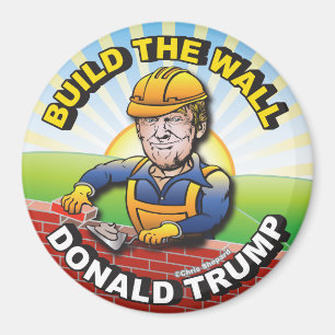 BYGG WALL DONALD TRUMP BRICK LAGRAR MASON USA MAGNET