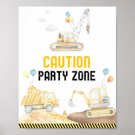 Bygg Zona Lastbil Digger Birthday Poster