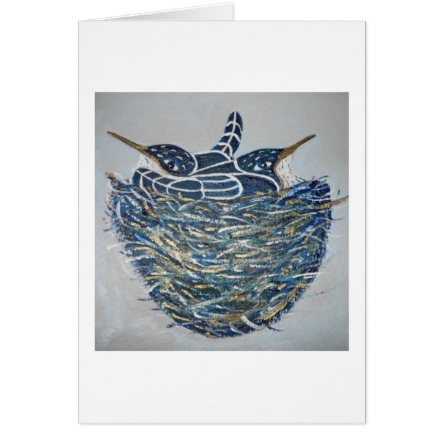 bygga bo fåglar hälsningskort (Framsidan)