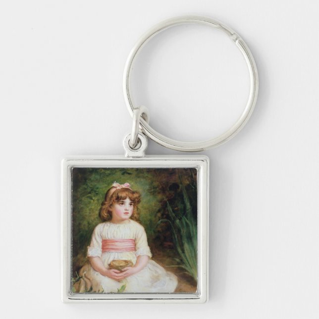 Bygga bo fyrkantig silverfärgad nyckelring (Framsidan)