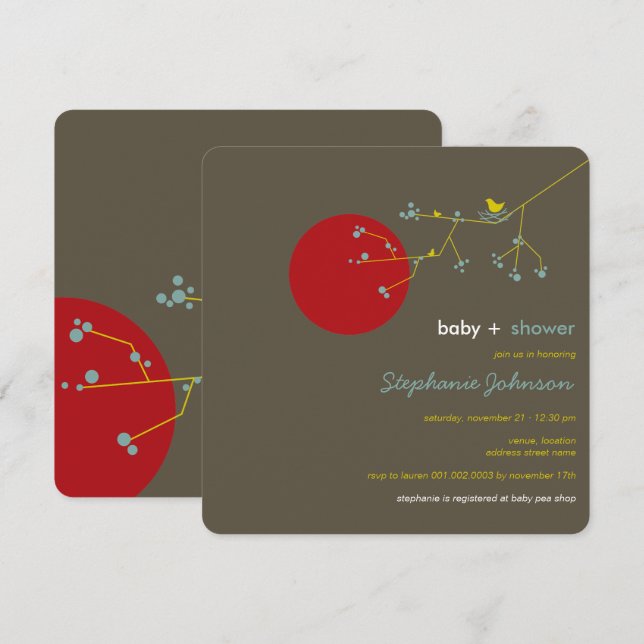 Bygga bo inbjudan för baby shower för (Fram/baksida)