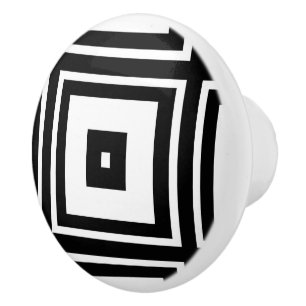 Bygga bo vit och svart kvadrera den keramiska knopp