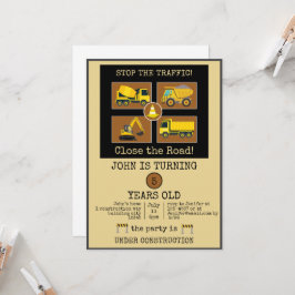 Bygga Dekorationerna Lastbil Barns födelsedag Part Inbjudningar