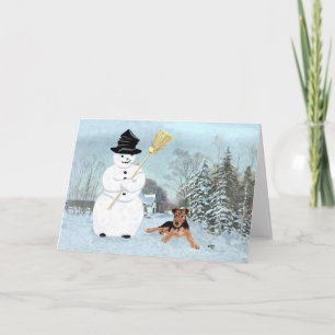 Bygga en snöman helgkort