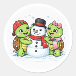 Bygga en snöman runt klistermärke