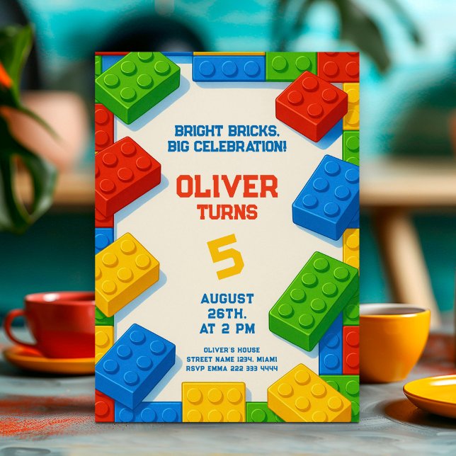 Bygga & Fira – Leksaksbricksfödelsedag Inbjudningar (Skapare uppladdad)