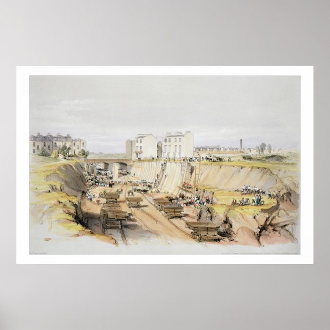 Bygga kvarhållningsmuren nära Park Street, Camd Poster (Framsidan)