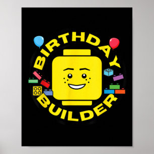 Bygga tegelstenar Födelsedagsbyggare Block Figur Poster