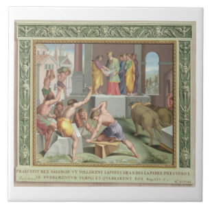 Bygga tempelet av Solomon, illustration från Kakelplatta