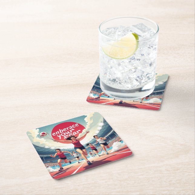 Bygga upp din rädsla - kawaii Motiverande Springer Underlägg Papper Kvadrat (Insitu)