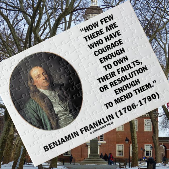 Bygga upp sin felmatchning Franklin-citat Pussel (Words of wisdom from Founding Father Benjamin Franklin on human nature w/ this jigsaw puzzle)