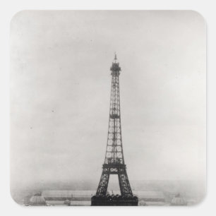 Byggande av Eiffel Torn Fyrkantigt Klistermärke