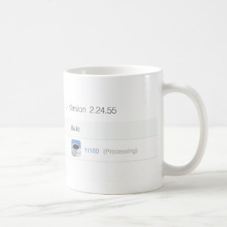 Byggande. Bearbeta. Väntan. Sidan beskådar Kaffemugg
