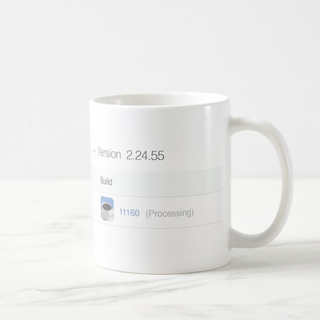 Byggande. Bearbeta. Väntan. Sidan beskådar Kaffemugg (Höger)