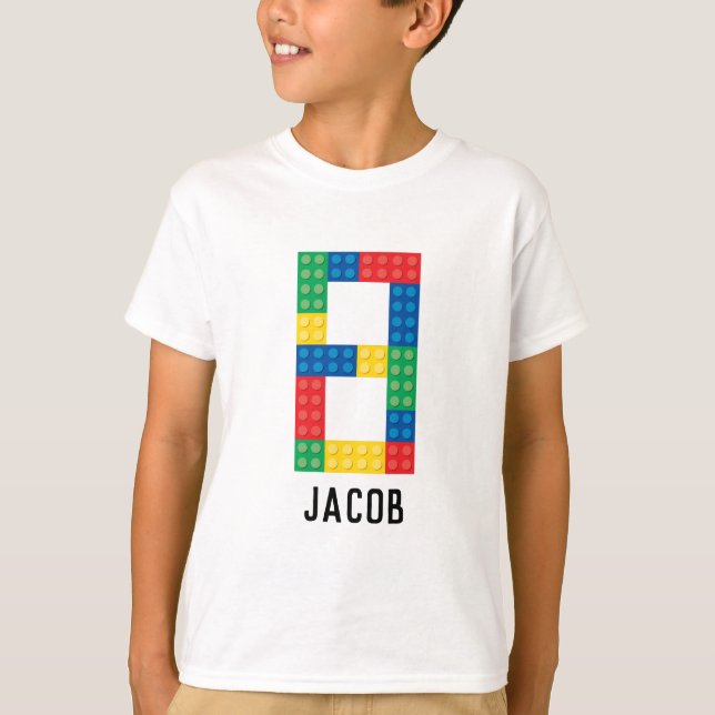 Byggande Block Party Shirt för 8:e födelsedag T Shirt (Framsida)