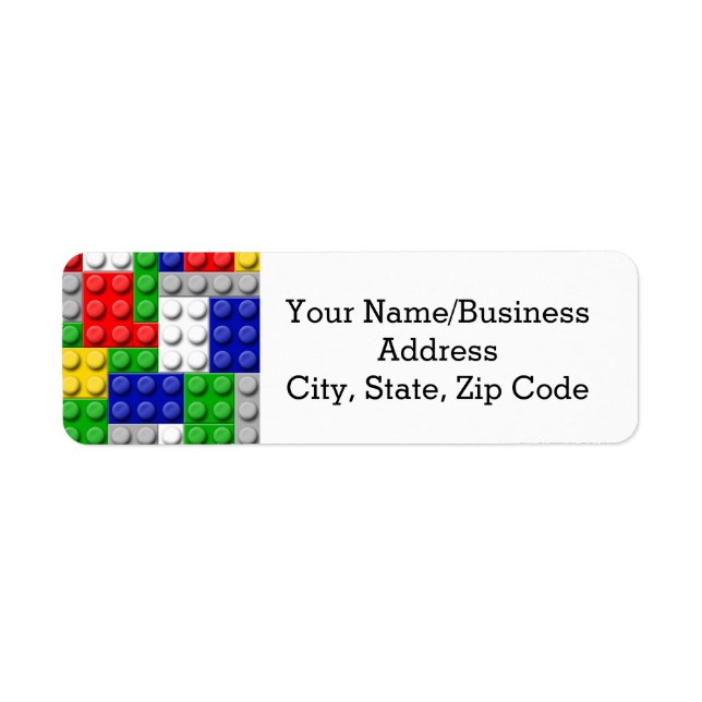 Byggande block Primary Färg Boy's Birthday/Party Returadress Etikett (Framsidan)