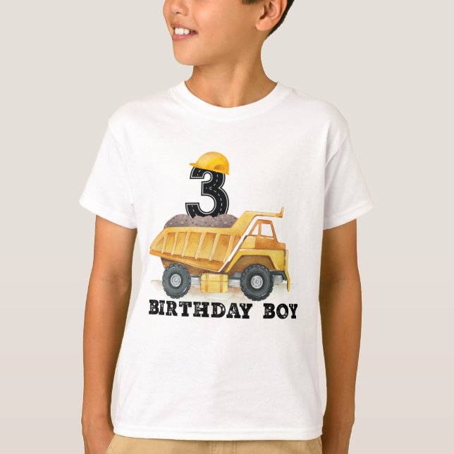 Byggande födelsedag 3:e födelsedagseget Boy Lastbi T Shirt (Framsida)